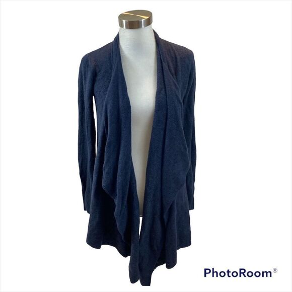 Barefoot Dreams Bamboo Chic Lite Navy Blue Waterfall Open Front Cardigan S/M - Picture 7 of 12